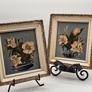 Turner Floral Art Pair Gold Ornate Framed Vintage Wall Decor